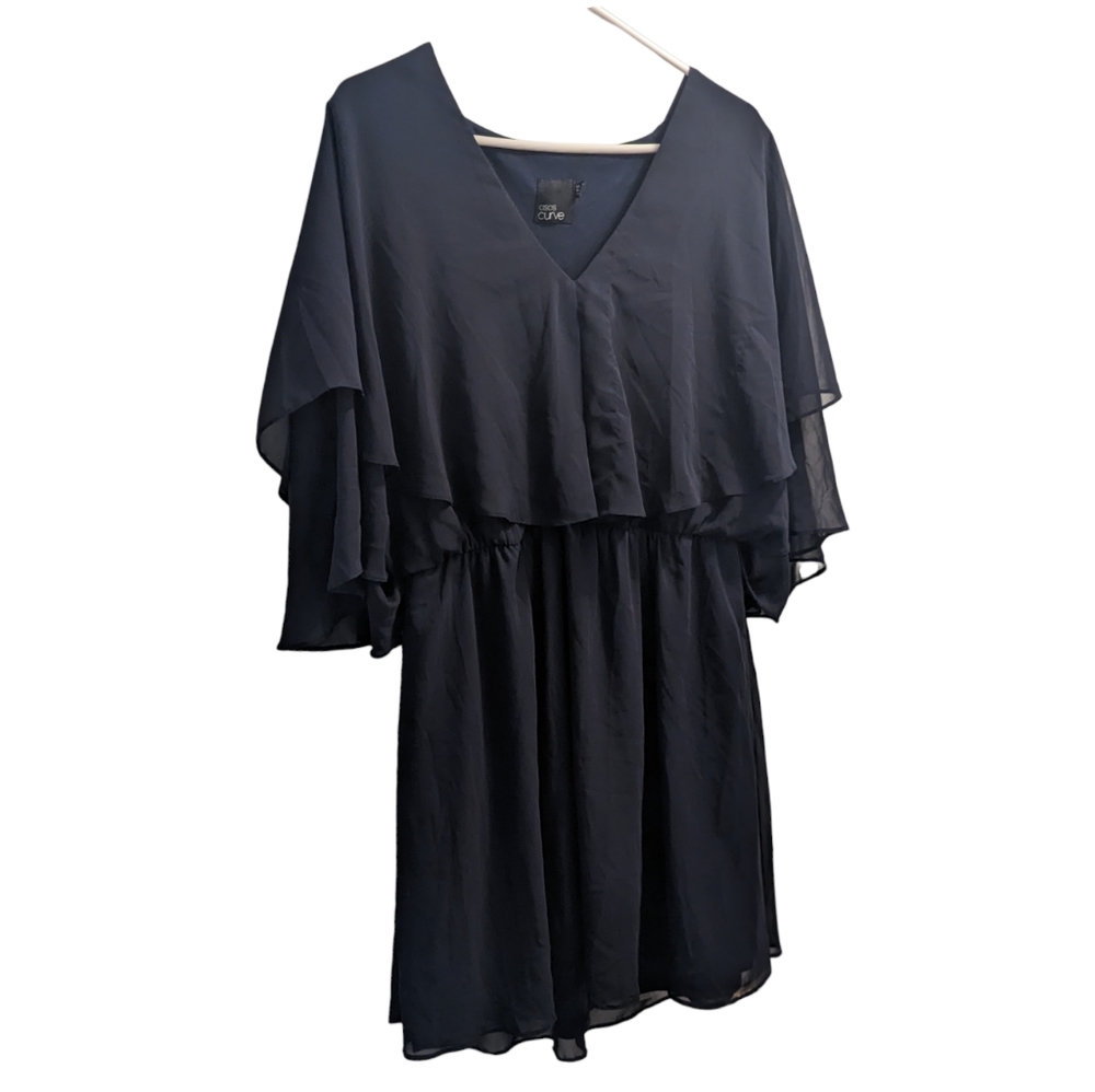 ASOS Curve Flowy Navy Blue Dress 14
